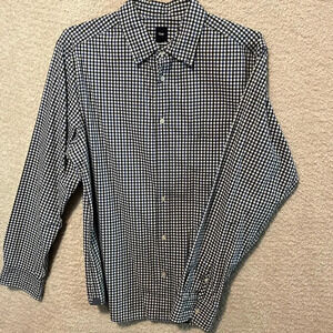 Gap checkered men's long sleeve Blue Blk White Large cotton